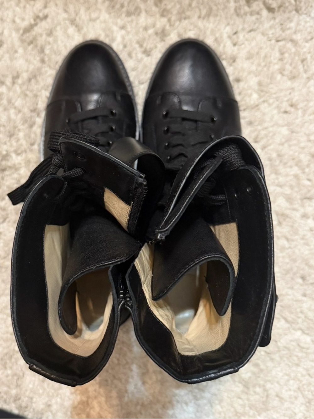 Jimmy Choo Women's Black Lace-Up Combat Boots with Fold-Over Cuff - Picture 6 of 15